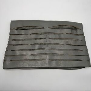 RomyGold Gray Leather Biker Slach Perforated Fold Over Clutch Purse